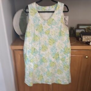 J. Jill Blue and Yellow Sleeveless V-Neck Sundress